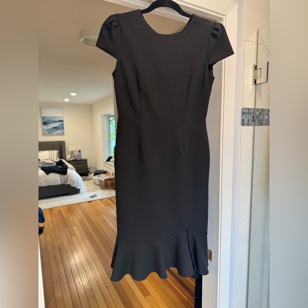 Betsey Johnson Black Midi Dress with Ruffle Hem